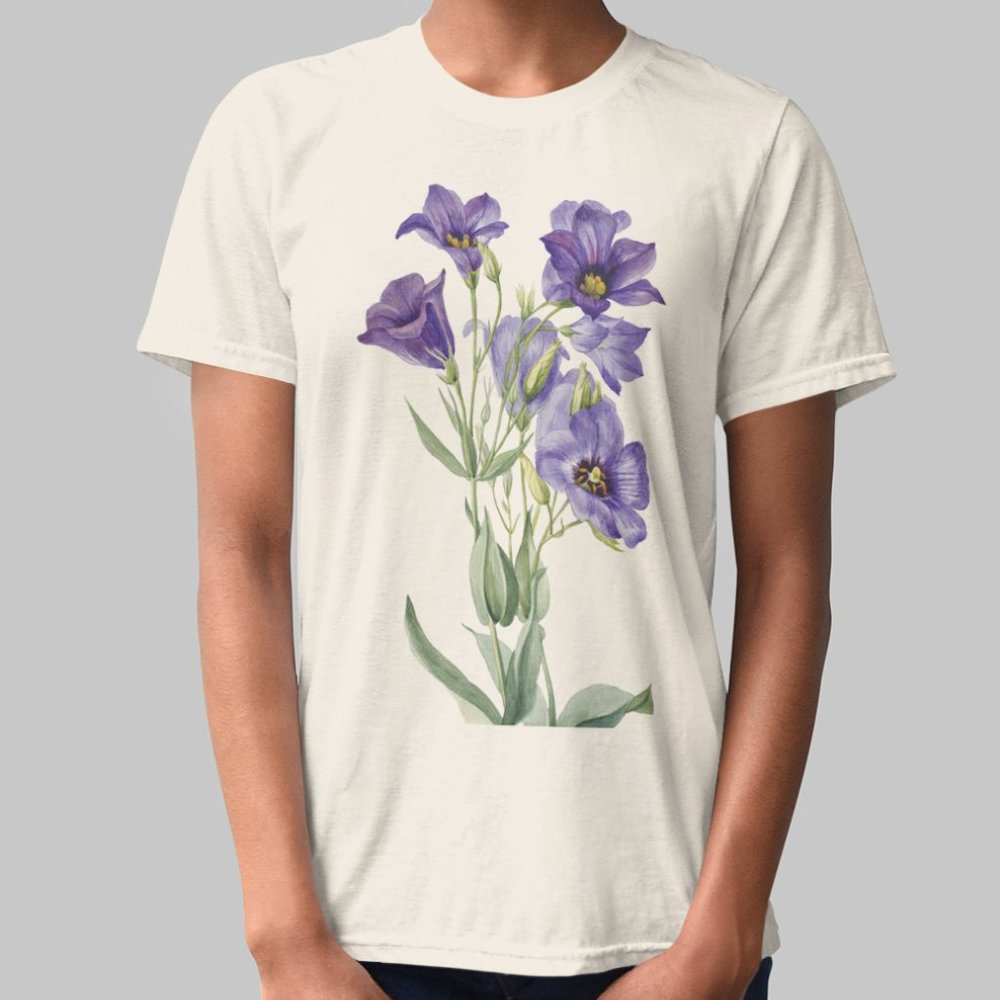Texas Bluebells Vintage Floral Print Short Sleeve Graphic Tee T-shirt S M L XL